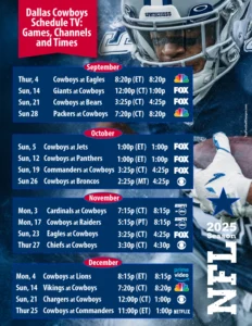 Download the Printable Dallas Cowboys Schedule TV (PDF - Letter)