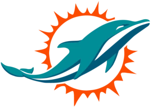 Miami Dolphins (MIA) logo, Sunburst Dolphin emblem, symbol and icon