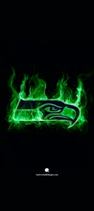 Seattle Seahawks Logo Wallpaper: Green Flame - PNG